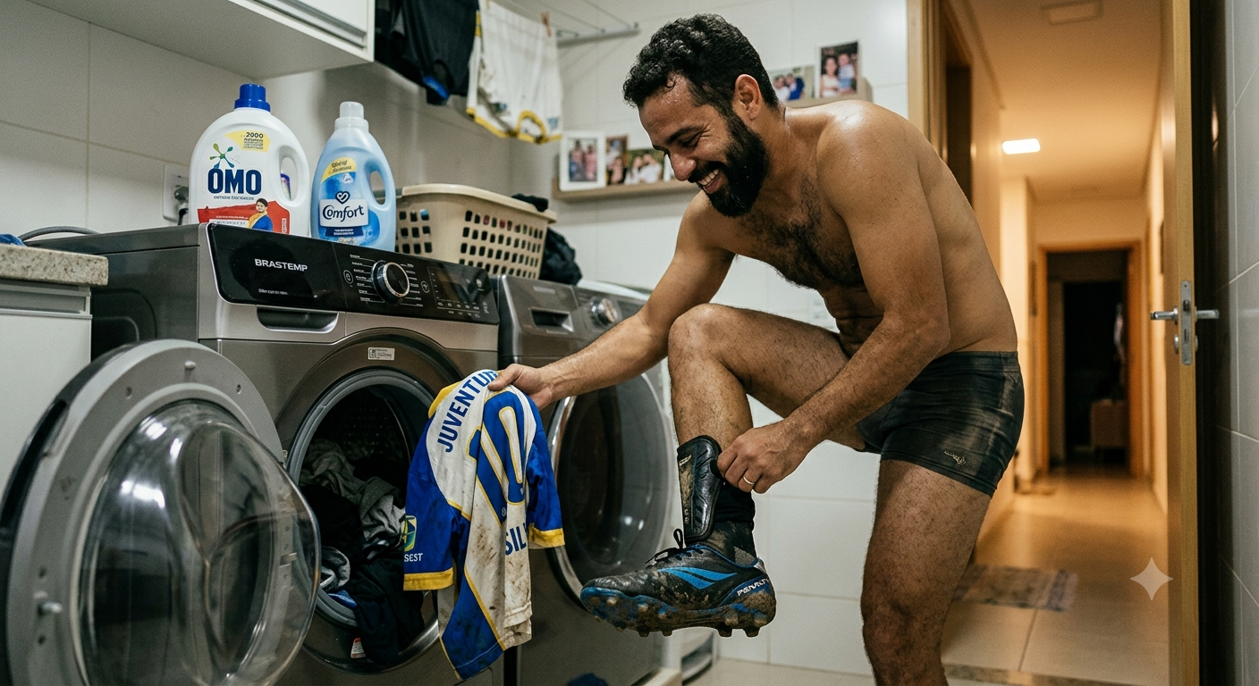 Maquina de lavar roupas e futebol no fim de semana tudo a ver.